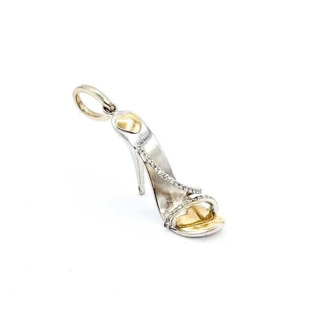 Pendant High Heel .12ctw Round Diamonds 14ktt 1.75x.5" 7.2g 125060128