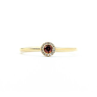 Ring Three Stone .05ctw Round Diamonds 1.29ct Garnet 10ky sz7.25 1.78g 125060129