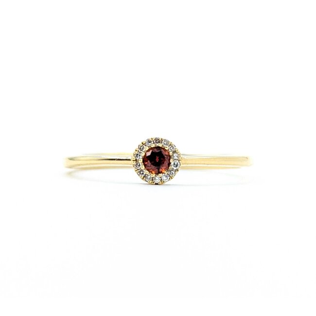 Ring Three Stone .05ctw Round Diamonds 1.29ct Garnet 10ky sz7.25 1.78g 125060129