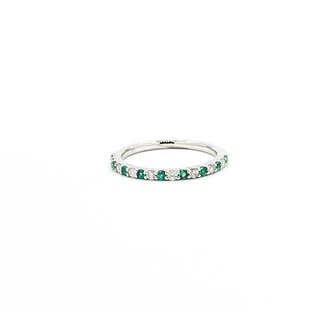 Ring Band .17ctw Round Diamonds .18ctw Emerald 14kw sz6.5 1.84g 125060133