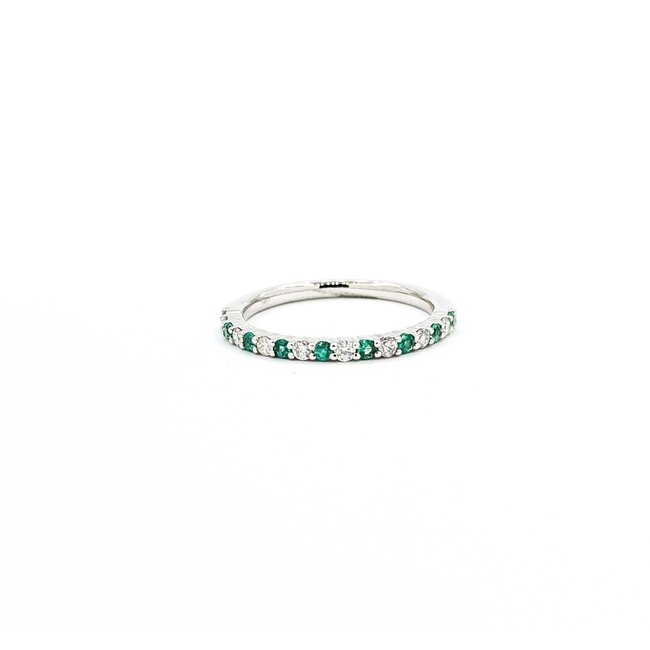Ring Band .17ctw Round Diamonds .18ctw Emerald 14kw sz6.5 1.84g 125060133