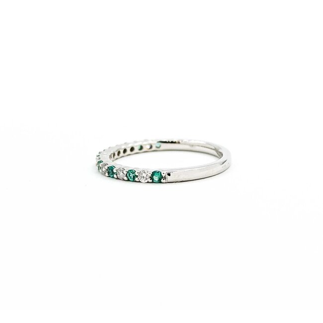Ring Band .17ctw Round Diamonds .18ctw Emerald 14kw sz6.5 1.84g 125060133