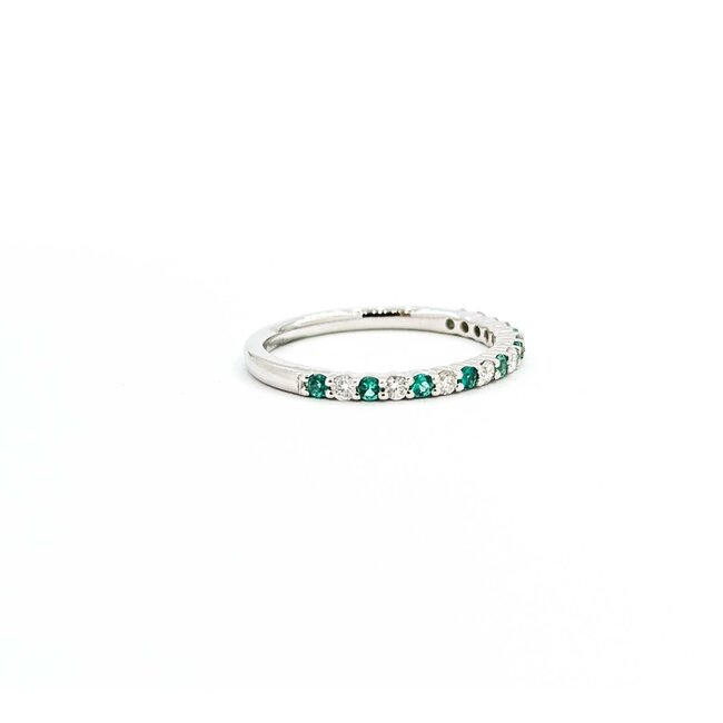 Ring Band .17ctw Round Diamonds .18ctw Emerald 14kw sz6.5 1.84g 125060133