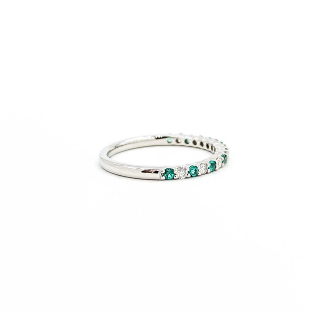 Ring Band .17ctw Round Diamonds .18ctw Emerald 14kw sz6.5 1.84g 125060133