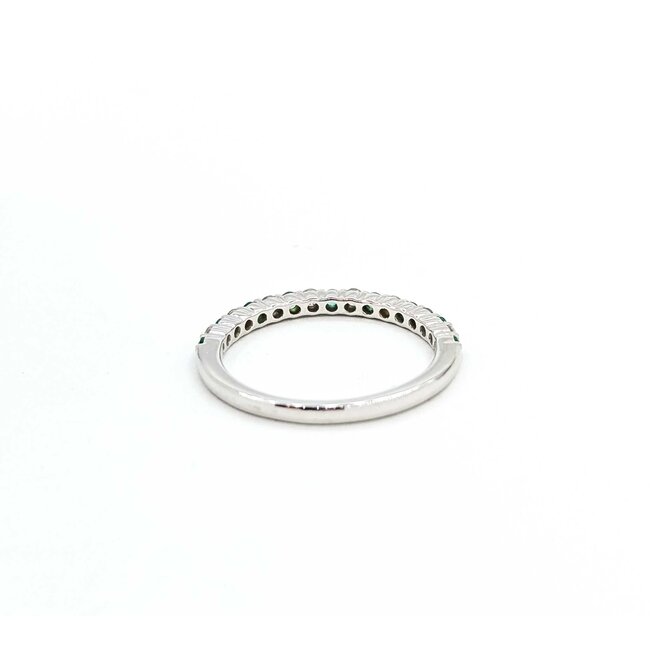 Ring Band .17ctw Round Diamonds .18ctw Emerald 14kw sz6.5 1.84g 125060133