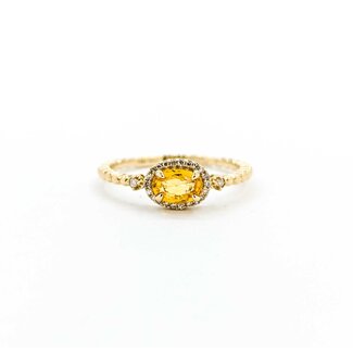 Ring East West .08ctw Round Diamonds .32ct Citrine 14ky sz7 1.74g 125060134