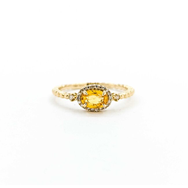 Ring East West .08ctw Round Diamonds .32ct Citrine 14ky sz7 1.74g 125060134
