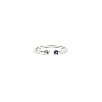 Ring Split Band .05ct White Topaz .05ct Amethyst 10kw sz6.5 1.45g 125060135