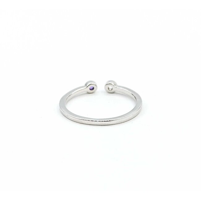 Ring Split Band .05ct White Topaz .05ct Amethyst 10kw sz6.5 1.45g 125060135
