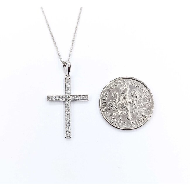 Pendant Cross .17ctw Round Diamonds 14kw 18" 1.47g 125060138