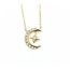 Necklace Crescent & Star .08ctw Round Diamonds 14ky 15.5"-16.5"-17.5" 1.61g 125060141