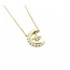 Necklace Crescent & Star .08ctw Round Diamonds 14ky 15.5"-16.5"-17.5" 1.61g 125060141