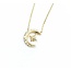 Necklace Crescent & Star .08ctw Round Diamonds 14ky 15.5"-16.5"-17.5" 1.61g 125060141