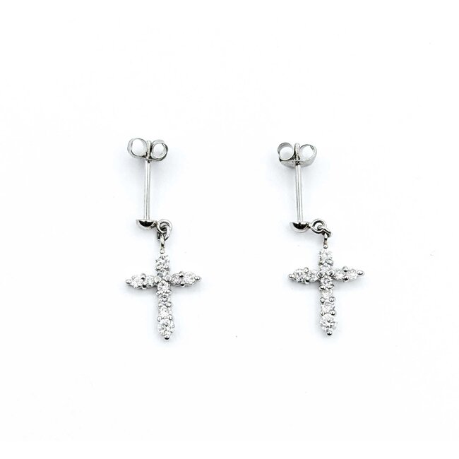 Earrings Cross .30ctw Round Diamonds 850pt 1.32g 125060144