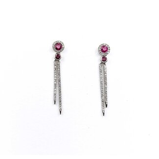 Earrings Dangle .33ctw Round Diamonds .28ctw Ruby 14kw 1.82g 125060147