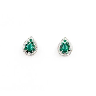 Earrings Stud .20ctw Round Diamonds .50ctw Emerald 14kw 1.87g 125060148