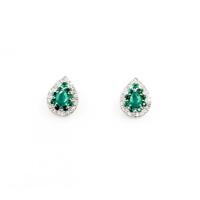 Earrings Stud .20ctw Round Diamonds .50ctw Emerald 14kw 1.87g 125060148