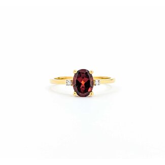 Ring Halo .05ctw Round Diamonds .05ct Garnet 10ky sz6.5 1.1g 125060149