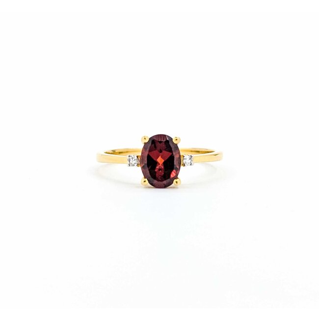 Ring Halo .05ctw Round Diamonds .05ct Garnet 10ky sz6.5 1.1g 125060149