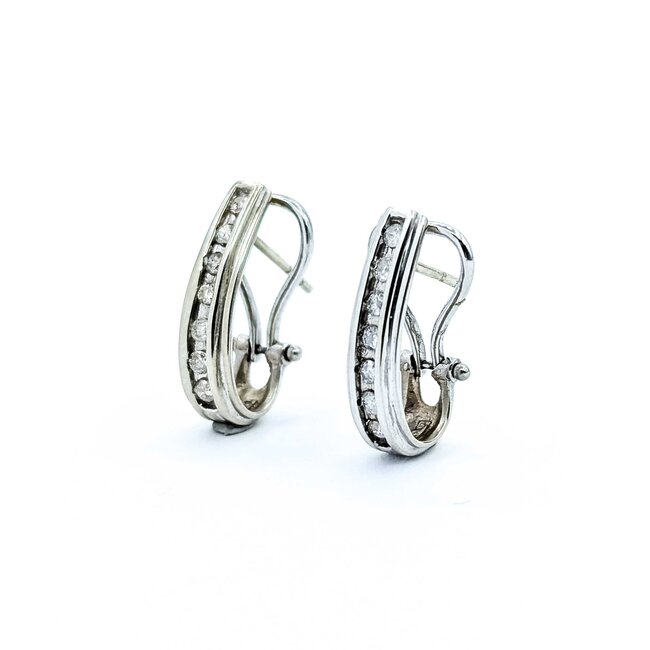 Earrings J-Hoop Omega Back .25ctw Round Diamonds 10kw .6x.1" 2.5g 125060152