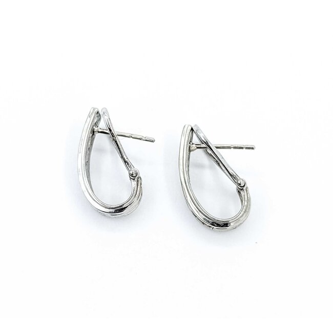 Earrings J-Hoop Omega Back .25ctw Round Diamonds 10kw .6x.1" 2.5g 125060152