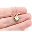 Pendant Ribbon Heart .025ct Round Diamond .38ct Opal 14ky 1.1mm 18" 2.9g 125060153