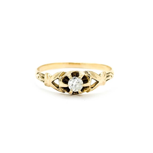 Ring Vintage Solitaire .18ct European Cut Diamond 14ky 5.8mm Sz9 1.9g 125060154