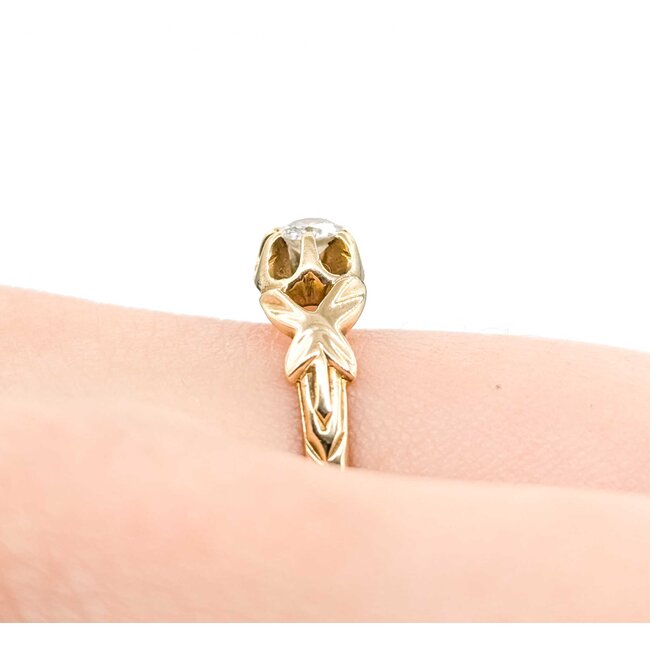 Ring Vintage Solitaire .18ct European Cut Diamond 14ky 5.8mm Sz9 1.9g 125060154