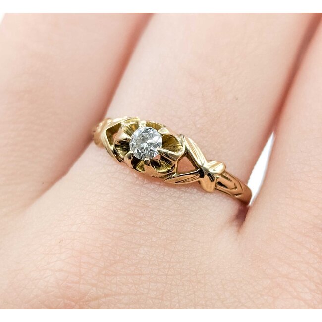 Ring Vintage Solitaire .18ct European Cut Diamond 14ky 5.8mm Sz9 1.9g 125060154