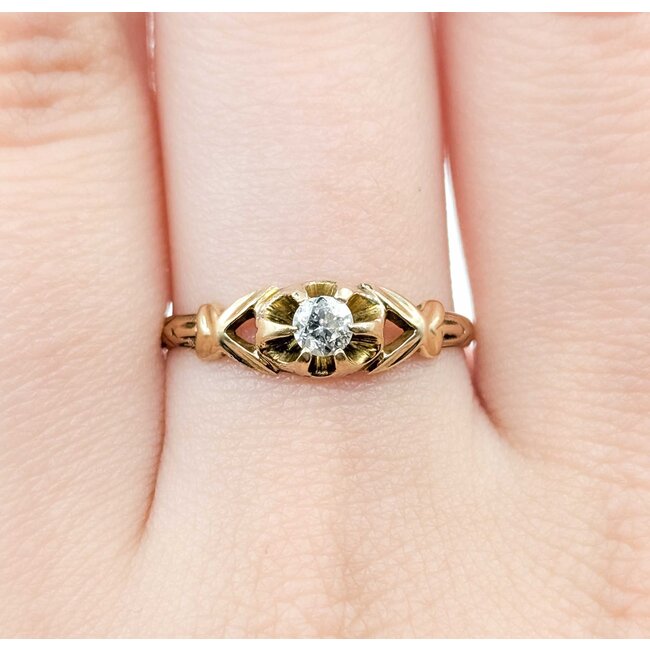 Ring Vintage Solitaire .18ct European Cut Diamond 14ky 5.8mm Sz9 1.9g 125060154