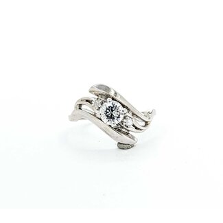 Ring Vintage .48ct Round Diamond .02ctw Diamonds 14kw 13mm Sz6.5 3.8g 125060157