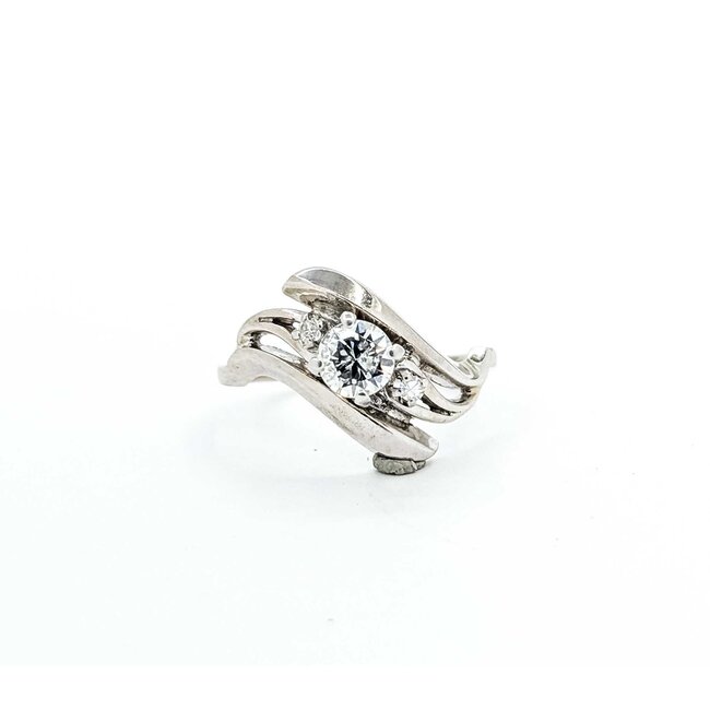 Ring Vintage .48ct Round Diamond .02ctw Diamonds 14kw 13mm Sz6.5 3.8g 125060157
