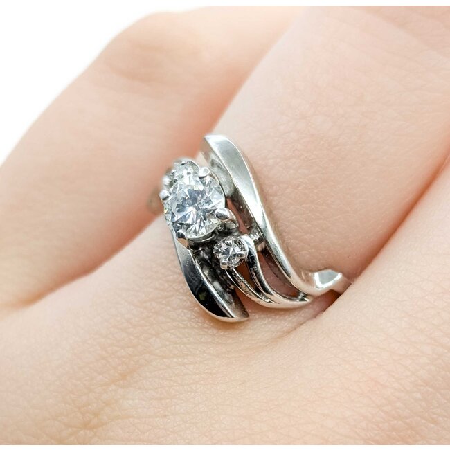 Ring Vintage .48ct Round Diamond .02ctw Diamonds 14kw 13mm Sz6.5 3.8g 125060157