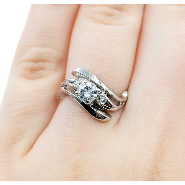 Ring Vintage .48ct Round Diamond .02ctw Diamonds 14kw 13mm Sz6.5 3.8g 125060157