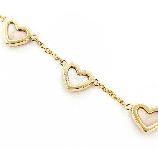 Necklace Heart Station MOP 2ctw Mother of Pearl 14ky 8mm 18" 5.76g 125080003