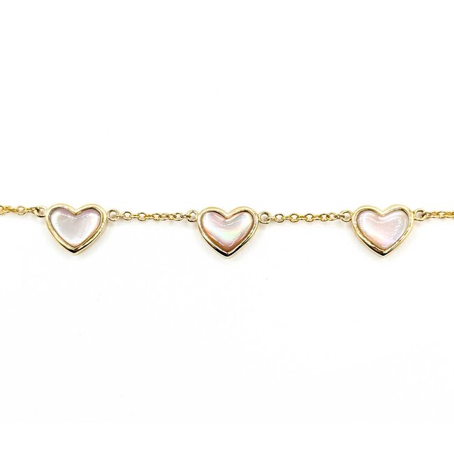 Necklace Heart Station MOP 2ctw Mother of Pearl 14ky 8mm 18" 5.76g 125080003