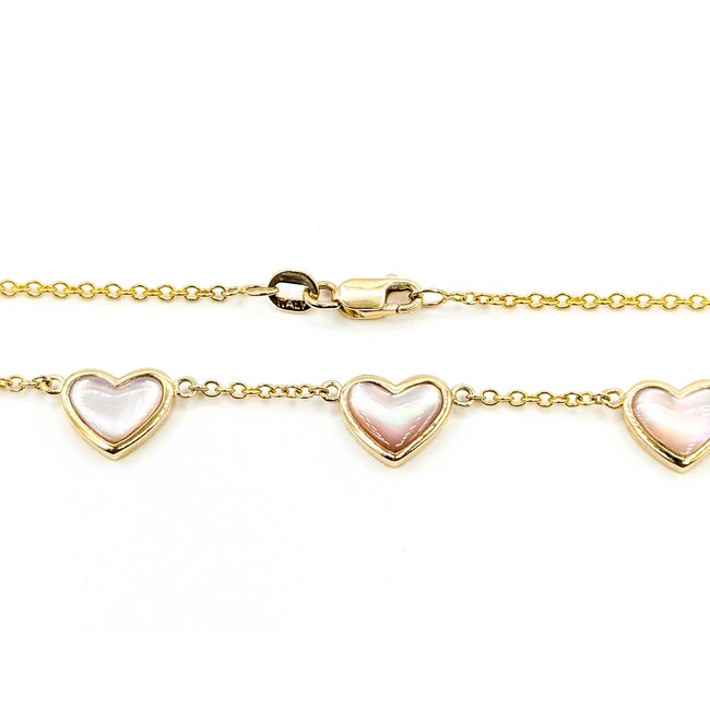 Necklace Heart Station MOP 2ctw Mother of Pearl 14ky 8mm 18" 5.76g 125080003