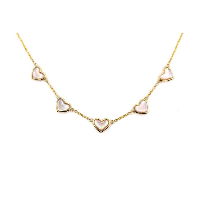 Necklace Heart Station MOP 2ctw Mother of Pearl 14ky 8mm 18" 5.76g 125080003