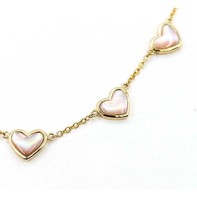 Necklace Heart Station MOP 2ctw Mother of Pearl 14ky 8mm 18" 5.76g 125080003