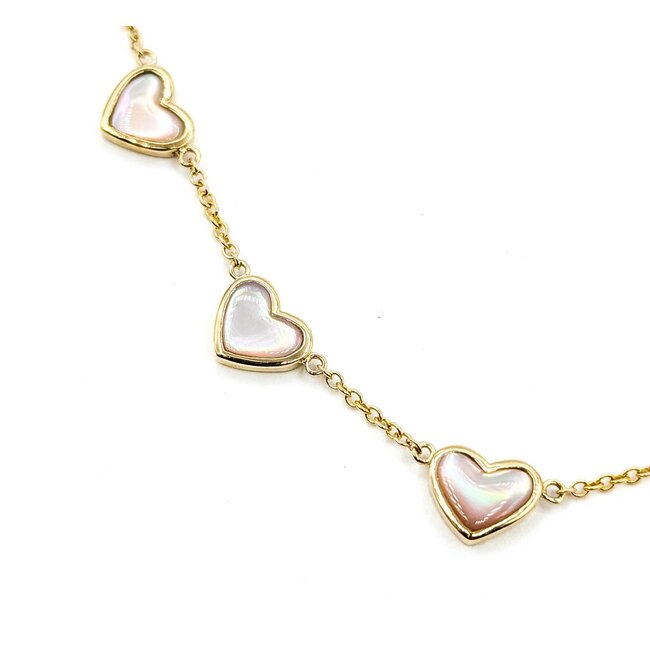 Necklace Heart Station MOP 2ctw Mother of Pearl 14ky 8mm 18" 5.76g 125080003