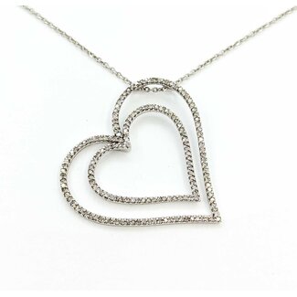 Pendant Double Heart .33ctw Round Diamonds 14kw 1.25x1.25" 17.5" 4.49g 125080005