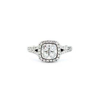 Ring Cluster .80ctw Round Diamonds 14kw 9.5x9.5mm Sz7 3.78g 125080008