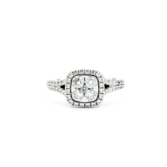 Ring Cluster .80ctw Round Diamonds 14kw 9.5x9.5mm Sz7 3.78g 125080008
