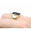 Ring Signet .05ct Round Diamond 3ct Black Onyx 14ky 17x14mm Sz11.5 8.04g 125080009