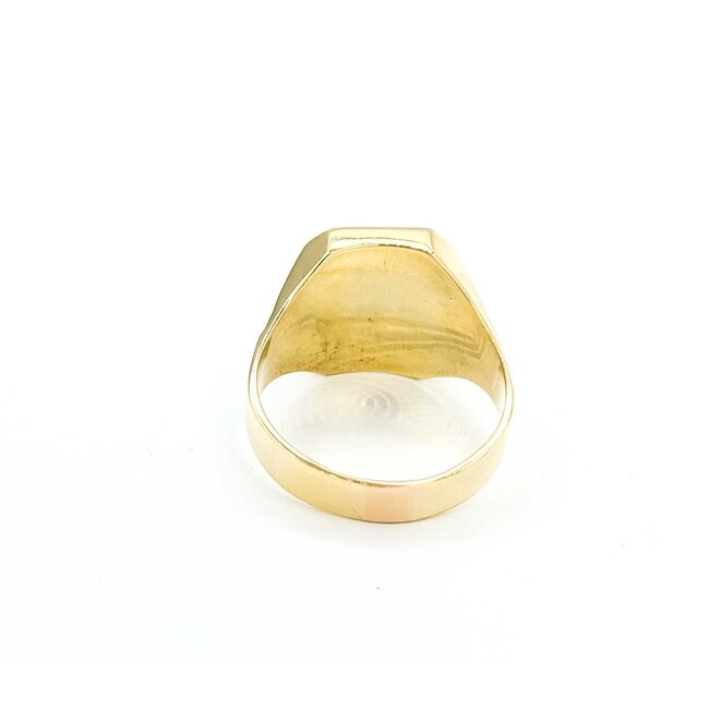 Ring Signet .05ct Round Diamond 3ct Black Onyx 14ky 17x14mm Sz11.5 8.04g 125080009