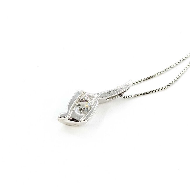 Pendant W/Chain Box Chain .25ct Round Diamond 14kw 17x6.5 18" 2.14g 225090019