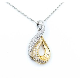 Pendant W/Chain Swirl .50ctw Round Diamonds 14ktt 25x22 18" 3.93g 225090021