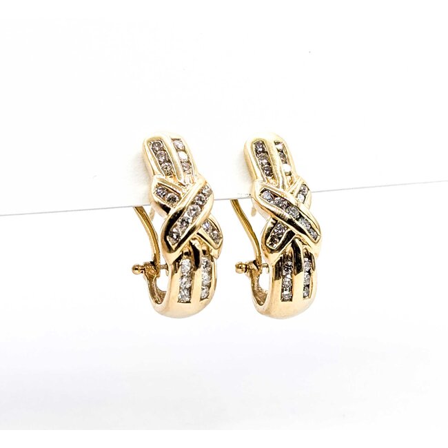 Earrings .25ctw Round Diamonds 14ky 6.5x18mm 4.55g 225090008