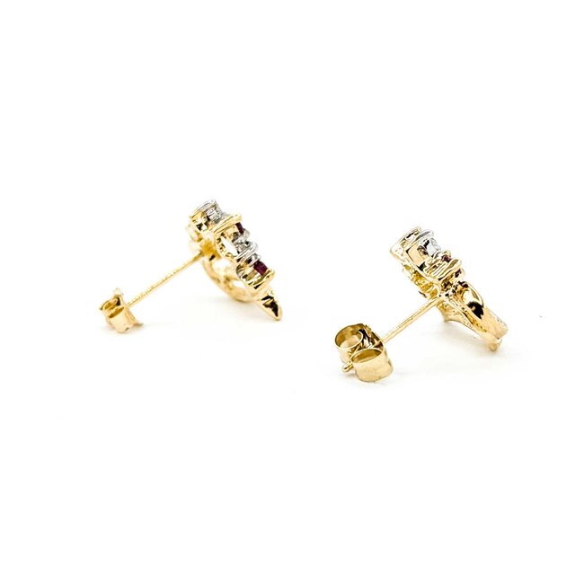 Earrings Vintage Heart .02ctw Round Diamonds Ruby 10ky 11.7x10.8mm 1.3g 225080025