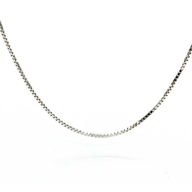 Necklace Box Link Lobster Clasp 14kw .7mm 18" 1.5g 125092004